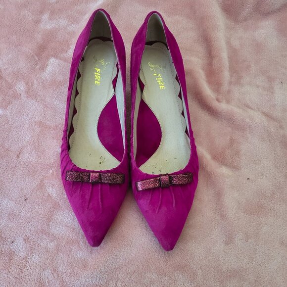 Miss L Fire 'Marilyn' Pointed Toe Suede Stiletto Fuchsia Pink Size 41 / 10 - Picture 7 of 11